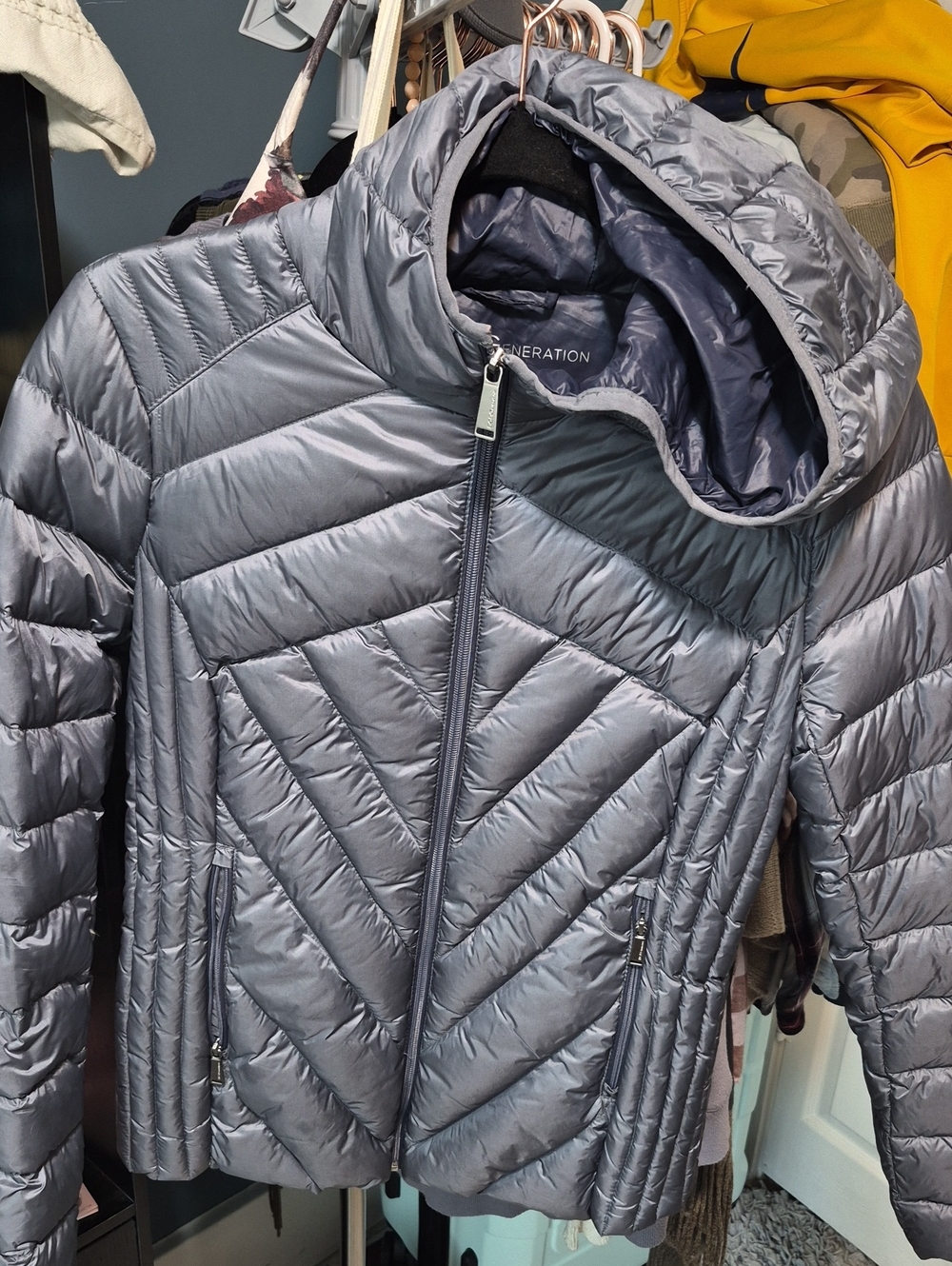 BCBGeneration Men's Quilted Hooded Puffer Jacket - Steel Gray